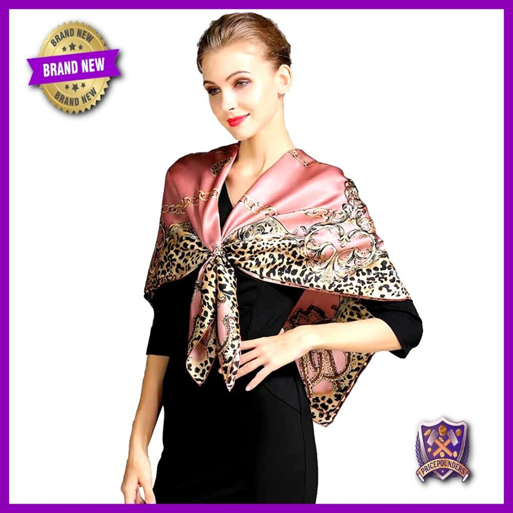 Large 43" Square Silk Scarf Shawl Head Wrap Versatile Accessory